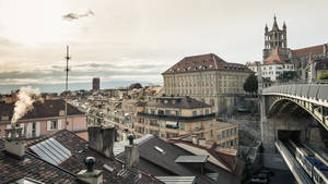 Cityscape Lausanne Switzerland Wallpaper