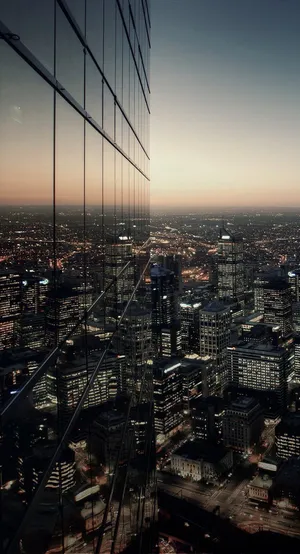 Cityscape Reflections At Twilight.jpg Wallpaper