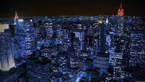 Cityscape With Blue Lights Wallpaper