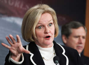 Claire Mccaskill Delivering A Passionate Speech Wallpaper