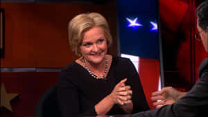 Claire Mccaskill In Conversation With Stephen Colbert Wallpaper