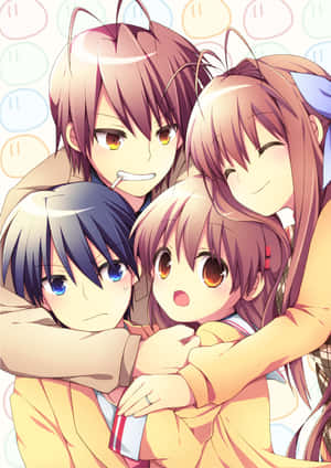 Clannad Characters Group Hug Wallpaper
