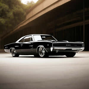 Classic Black Muscle Car Profile Wallpaper
