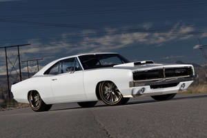 Classic Charm - 1969 Dodge Charger In Matte White Finish Wallpaper