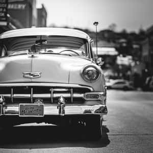 Classic Elegance - Black And White Vintage Car Wallpaper