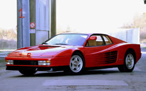 Classic Ferrari Testarossa Parked Outdoors Wallpaper