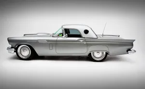 Classic Ford Thunderbird Cruising Down The Road Wallpaper