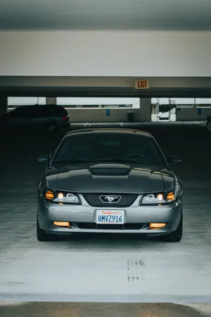 Classic Graphite Grey Ford Mustang Wallpaper