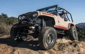 Classic Jeep Cj Conquering Off-road Terrain Wallpaper