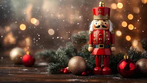 Classic Nutcracker Christmas Decoration Wallpaper