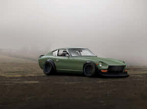 Classic Red Datsun On Display Wallpaper