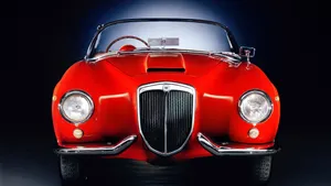 Classic Red Lancia Front View Wallpaper
