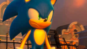 Classic Sonic In Action On Vibrant-colored Background Wallpaper