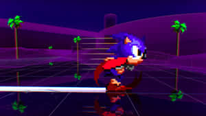 Classic Sonic Speeding Through A Colorful World Wallpaper