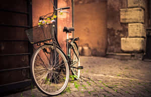 Classic Vintage Bicycle Against An Iron Gate Wallpaper