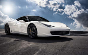 Classic White Ferrari Sports Car Wallpaper