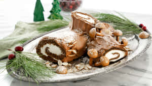 Classic Yule Log Cake Wallpaper