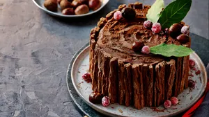 Classic Yule Log Cake Wallpaper