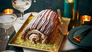 Classic Yule Log Cake Wallpaper
