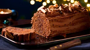 Classic Yule Log Cake Wallpaper
