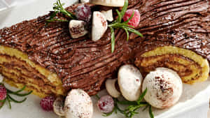 Classic Yule Log Cake Wallpaper