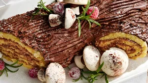 Classic Yule Log Cake Wallpaper