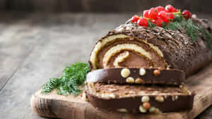 Classic Yule Log Cake Wallpaper