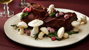 Classic Yule Log Cake Wallpaper
