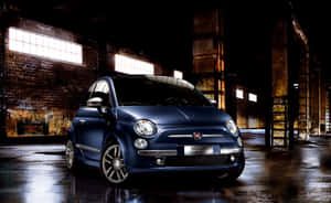 Classy Blue Fiat Cinquecento On The Road Wallpaper