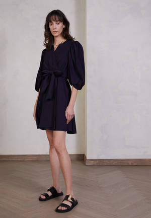 Claudie Pierlot Dark Blue Wrap Dress Wallpaper