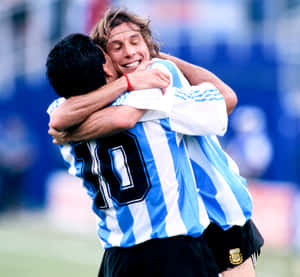 Claudio Caniggia And Teammate Diego Maradona Wallpaper