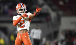 Clemson Football Player Gesturing During Game.jpg Wallpaper