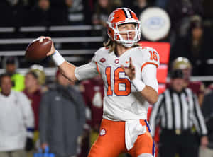 Clemson Quarterback Preparesto Throw Wallpaper