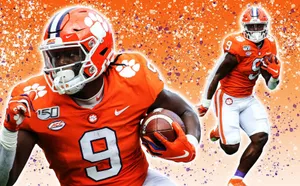 Clemson_ Running_ Back_ Travis_ Etienne_ Action_ Collage Wallpaper