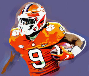 Clemson Tigers Travis Etienne Digital Drawing Wallpaper