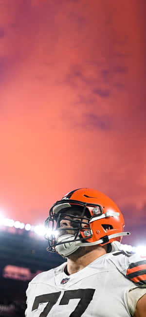 Cleveland Browns Player Sunset Stadium Background Wallpaper