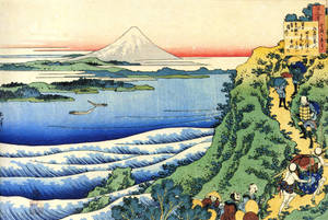 Climbing Mountain Japanese Art Wallpaper