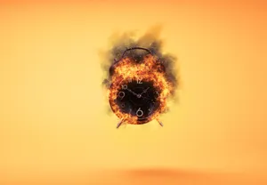 Clock Time On Fire Wallpaper