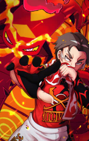 Close-up Gigantamax Centiskorch And Kabu Wallpaper