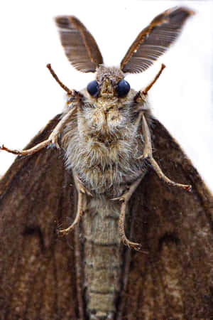 Close Up Gypsy Moth Against White Background Wallpaper