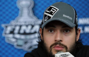 Close Up Look Of Drew Doughty During Interview For Stanley Cup Final Wallpaper