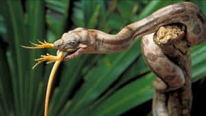 Close-up Of A Brown Snake In The Wild Wallpaper