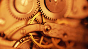 Close Up Of A Clock With Gears Wallpaper