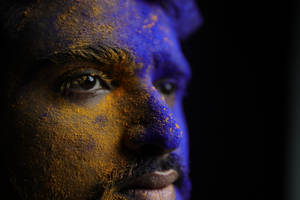 Close-up Of Man's Happy Holi Hd Wallpaper