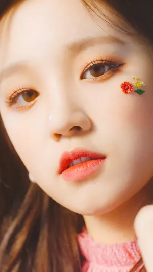 Close Up Portrait Floral Cheek Accent Wallpaper