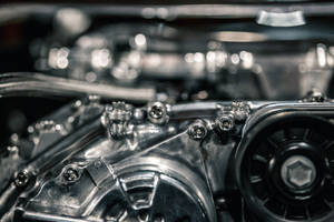 Close-up Silver Vehicle Engine Wallpaper