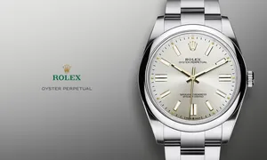 Close Up View Of A Rolex Oyster Perpetual Silver Watch Wallpaper
