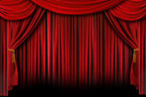 Closed Red Theater Curtains Drawing Wallpaper