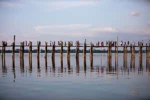 Closer Look At The U Bein Bridge In Mandalay Wallpaper