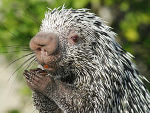 Closeup Porcupine Eating Wallpaper
